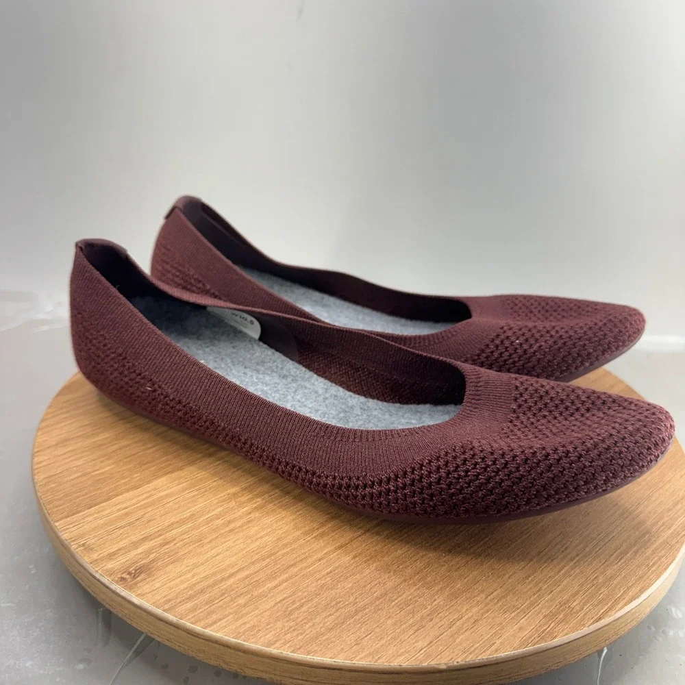 Allbirds Tree Breezers Womens 10.5 Burgundy Knit Ballet Flat Sustainable Slip On